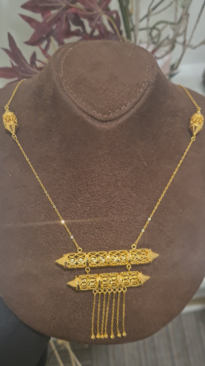 Gold Cascade Heritage Necklace 21KT - FKJNKL21KM10369
