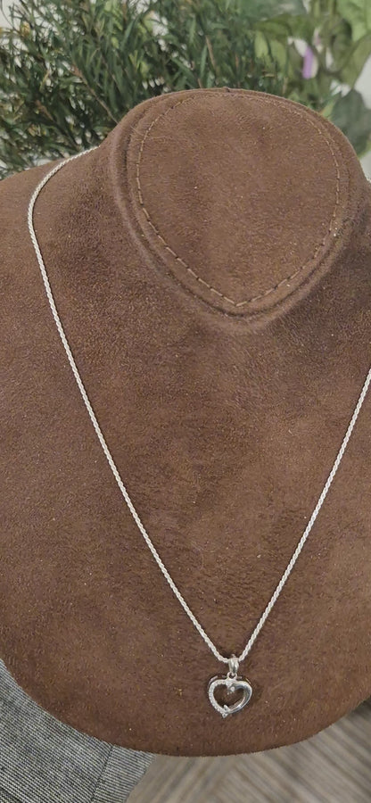 Sterling Silver 925 Open Heart Necklace (Chain with Pendant) - FKJNKLSL11123