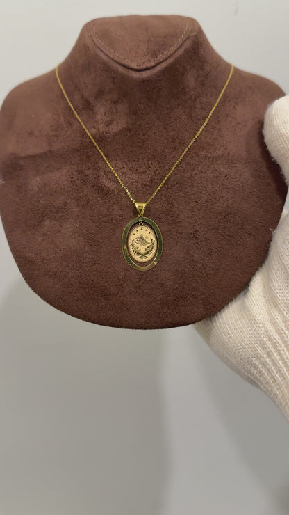 Gold Necklace (Chain with Oval Shaped Turkish Lira Pendant) 21KT - FKJNKL21KM10140