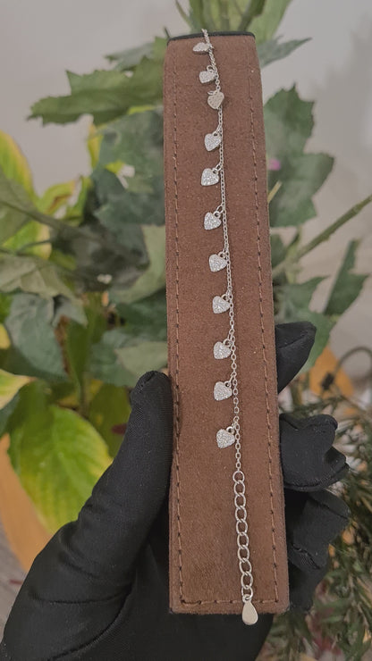 Sterling Silver 925 Diamond Hearts Bracelet - FKJBRLSL10643