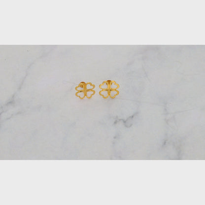 Gold Clover Leaf Shaped Earrings 21KT - FKJERN21KM9902