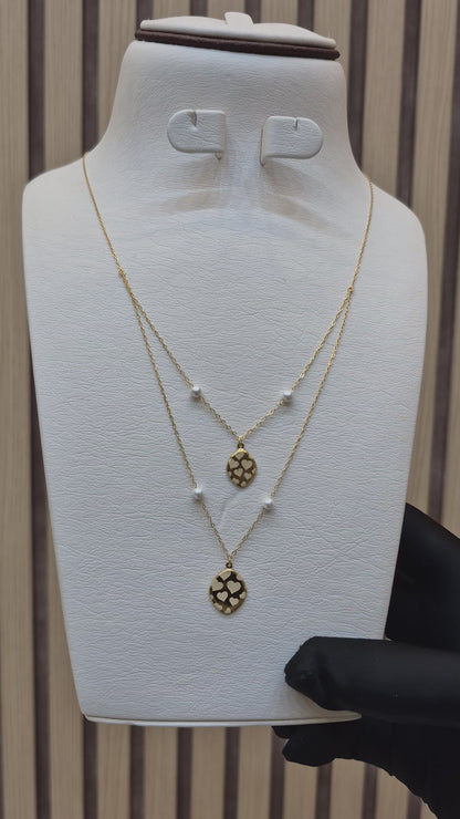 Gold Classy Heart in Hanging Oval Necklace 21KT - FKJNKL21KM8456