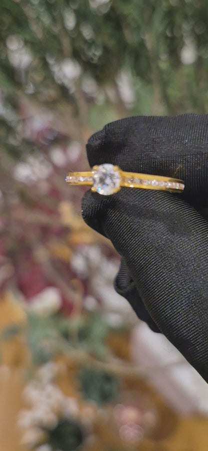 Gold Slim Stone Ring 21KT - FKJRN21KM11260