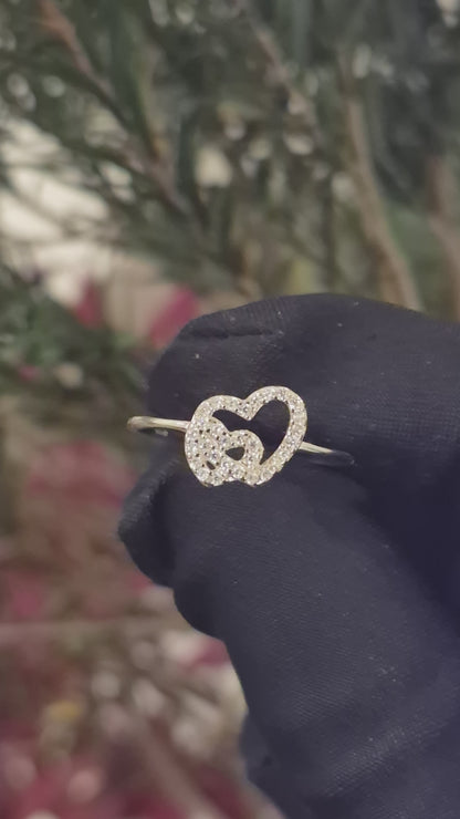 Sterling Silver 925 Open Heart Ring - FKJRNSL10970