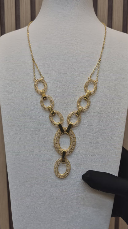 Gold Oval Shaped Hollow Necklace 21KT - FKJNKL21KM10169