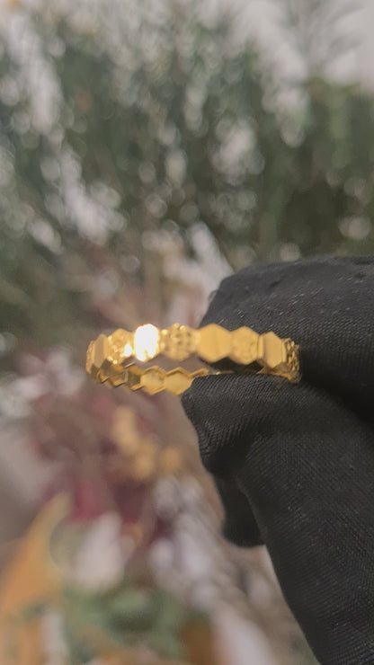 Gold Hexa-Design Ring 21KT - FKJRN21KM10900