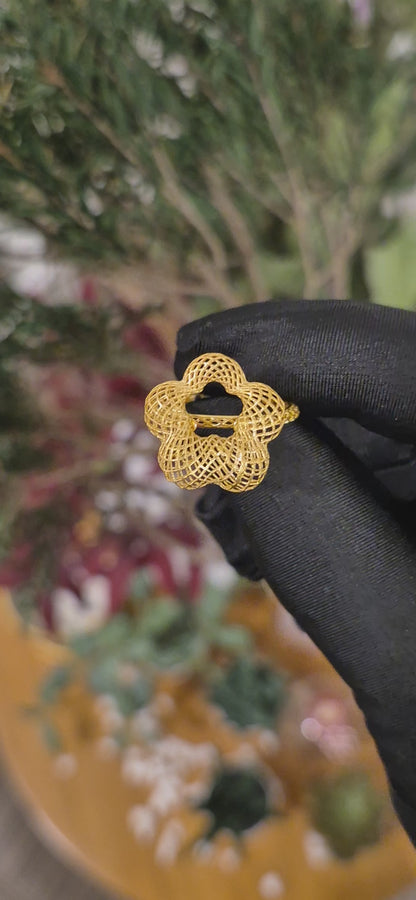 Gold Floral Cut Ring 21KT - FKJRN21KM11133