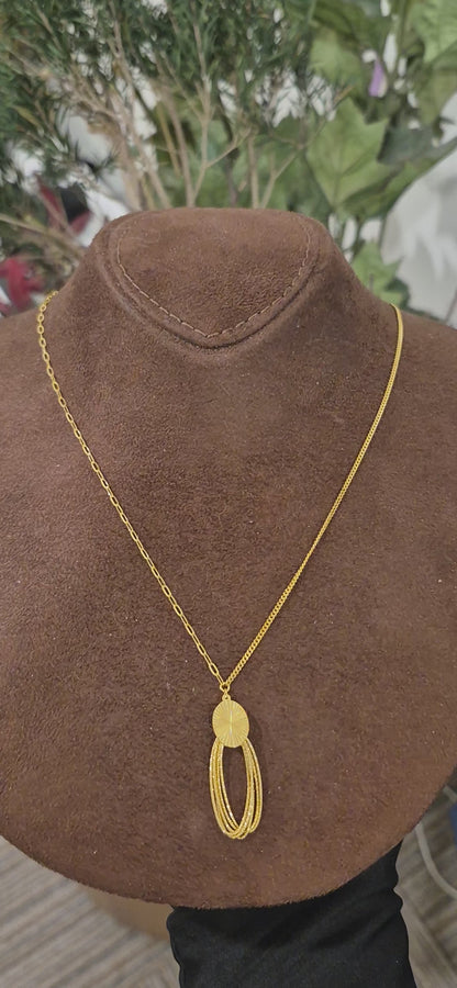 Gold Oval Loop Necklace 21KT - FKJNKL21KM11413