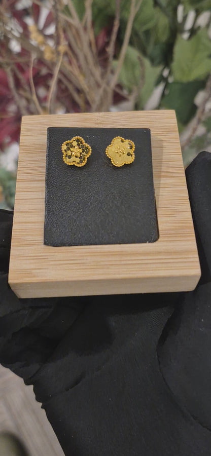Gold Flower Earrings 21KT - FKJERN21KM11384