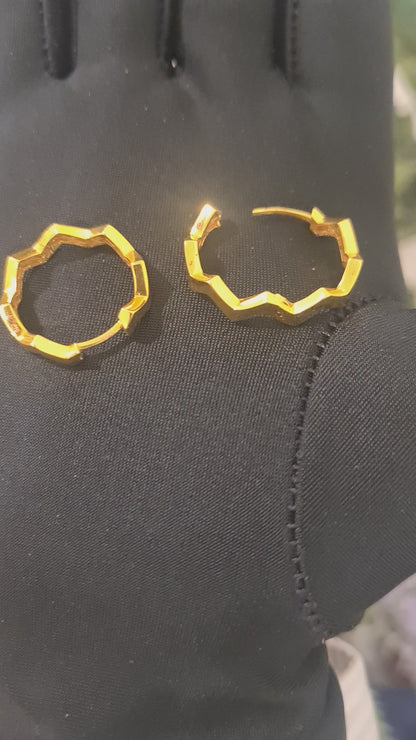 Gold Zigzag Hoop Earrings 21KT - FKJERN21KM10857