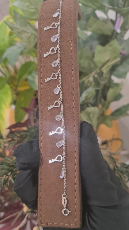 Sterling Silver 925 Dangling Key Charm Bracelet - FKJBRLSL10699