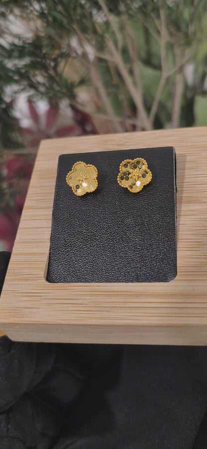 Gold Classic Flower Earrings 21KT - FKJERN21KM11406