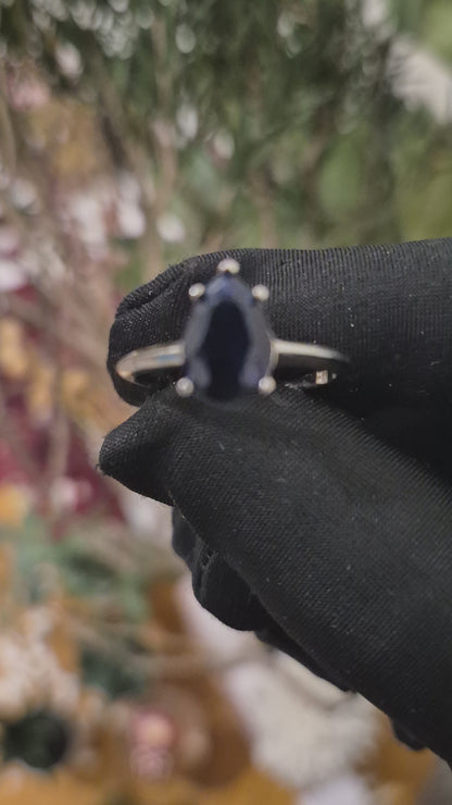 Sterling Silver 925 Teardrop Blue Ring - FKJRNSL10998