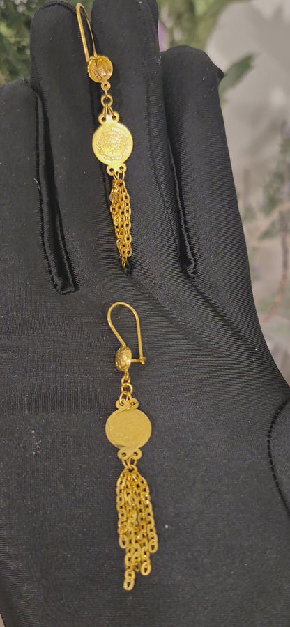 Gold Vintage Coin Earrings 21KT - FKJERN21KM11400
