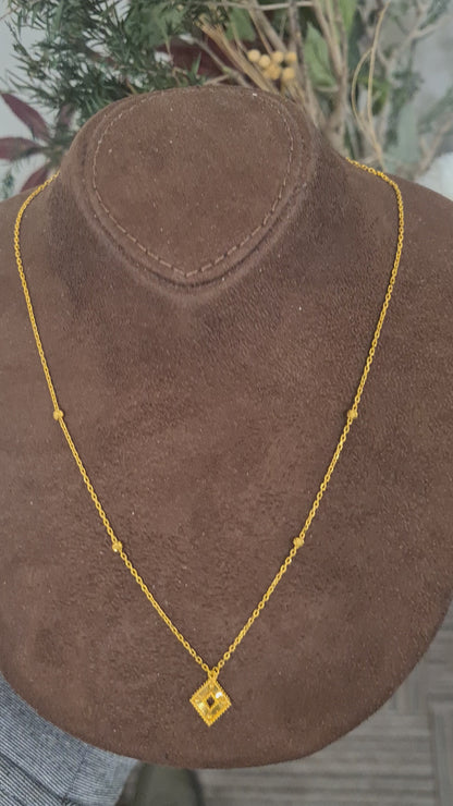 Gold Rhombus Cut Necklace 21KT - FKJNKL21KM10904