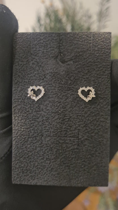 Sterling Silver 925 Butterfly Heart Earrings - FKJERNSL10811