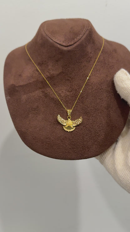 Gold Necklace (Chain with Eagle Hollow Pendant) 21KT - FKJNKL21KM10145