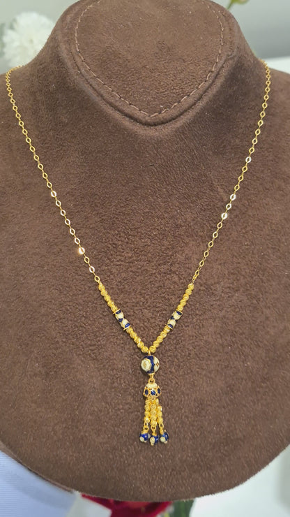 Gold Elegant Dangler Drop Necklace 21KT - FKJNKL21KM10356