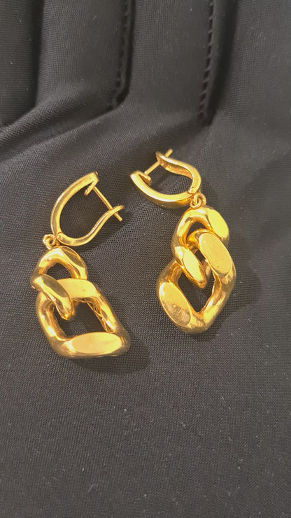 Gold Chunky Link Earrings 21KT - FKJERN21KM10866