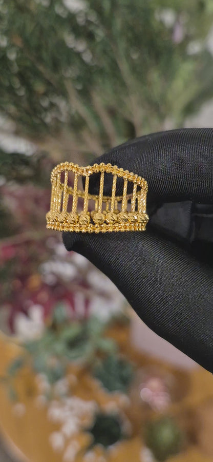 Gold Bead Motif Ring 21KT - FKJRN21KM11172