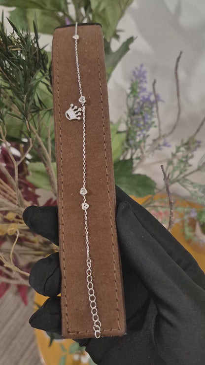 <tc>سوار سلسلة من الفضة الإسترلينية عيار 925 بتصميم تاج – FKJBRLSLM12332</tc>