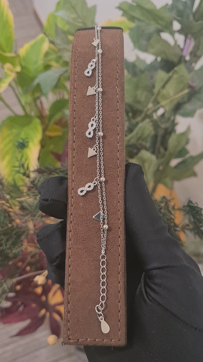 Sterling Silver 925 Geometric Charms Bracelet - FKJBRLSL10693