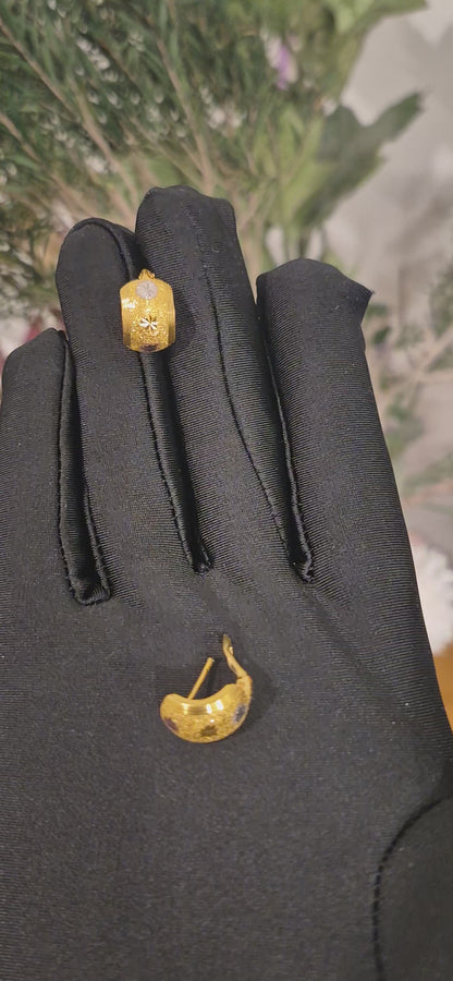 Gold Modern Earrings 21KT - FKJERN21KM11401