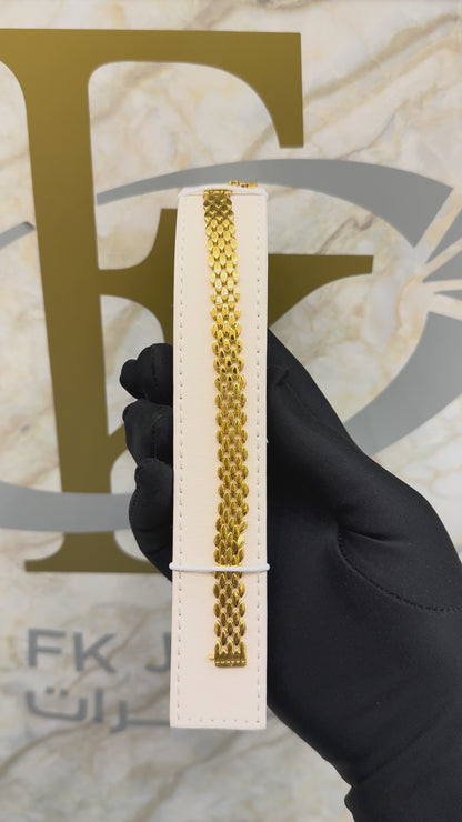 Gold Designer Flat Link Bracelet 21KT - FKJBRL21KM10284