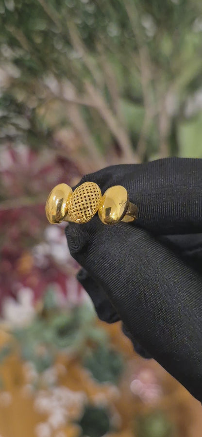 Gold Trio Oval Ring 21KT - FKJRN21KM11164