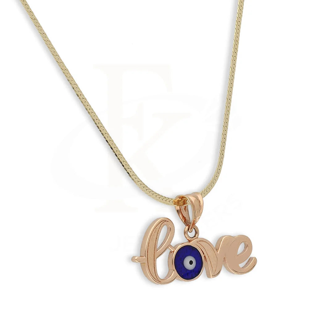 Rose Gold Necklace (Chain With Love And Evil Eye Pendant) 18Kt - Fkjnkl18K5226 Necklaces