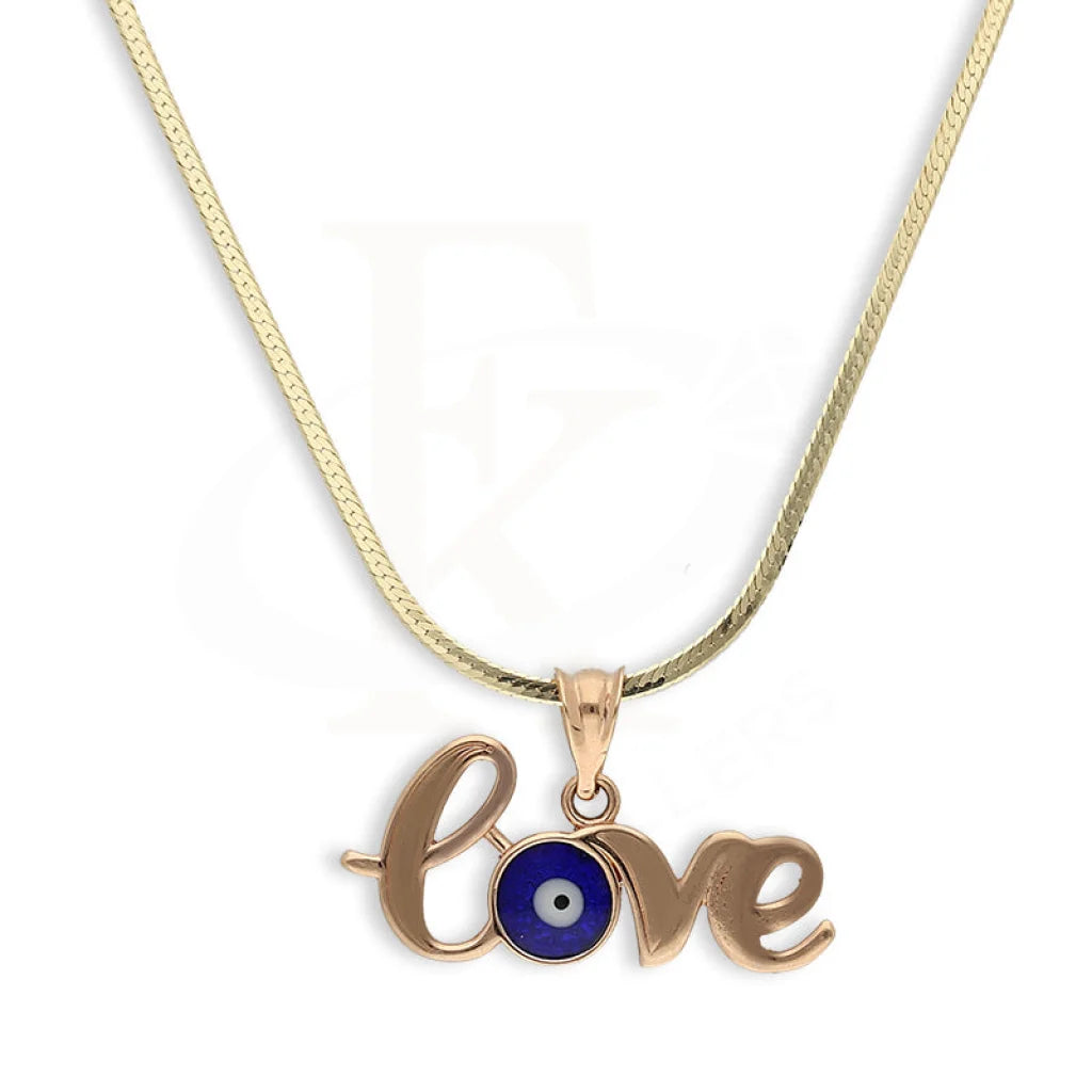 Rose Gold Necklace (Chain With Love And Evil Eye Pendant) 18Kt - Fkjnkl18K5226 Necklaces