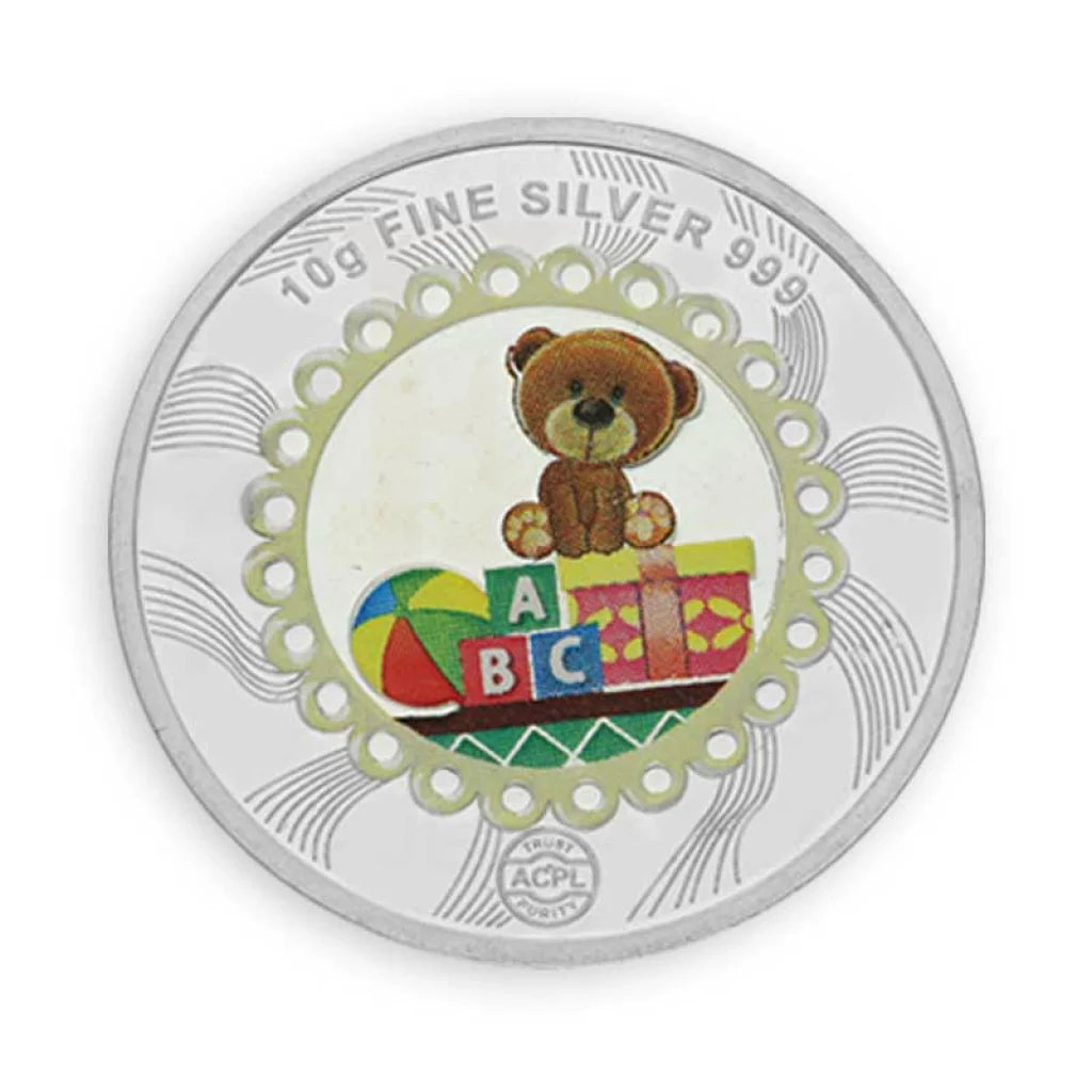 Silver 10 Grams Baby And Teddy Bear Coin In Fine 999 - Fkjconsl3104 Bars