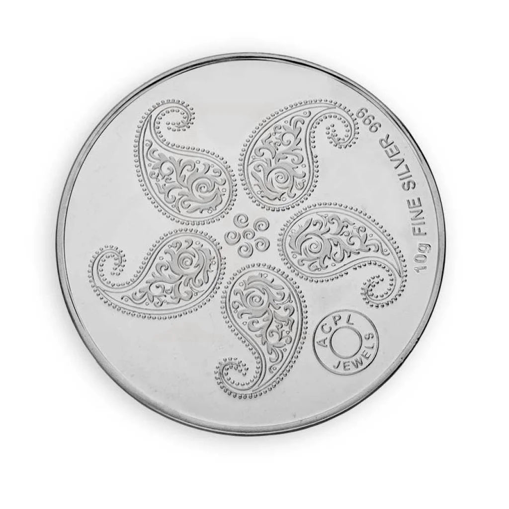 Silver 10 Grams Peacock And Flower Coin In Fine 999 - Fkjconsl3117 Bars