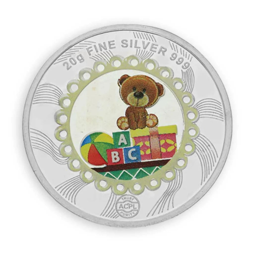 Silver 20 Grams Baby And Teddy Bear Coin In Fine 999 - Fkjconsl3109 Bars