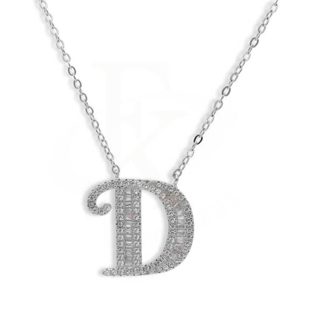 Sterling Silver 925 Alphabet Necklace - Fkjnklsl2946 D / 3.940 Grams Necklaces