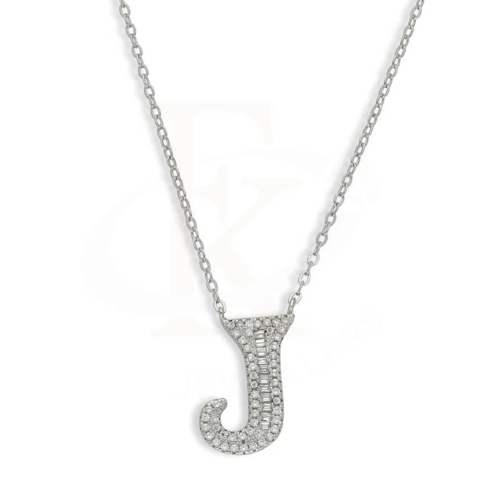 Sterling Silver 925 Alphabet Necklace - Fkjnklsl2946 J / 3.080 Grams Necklaces