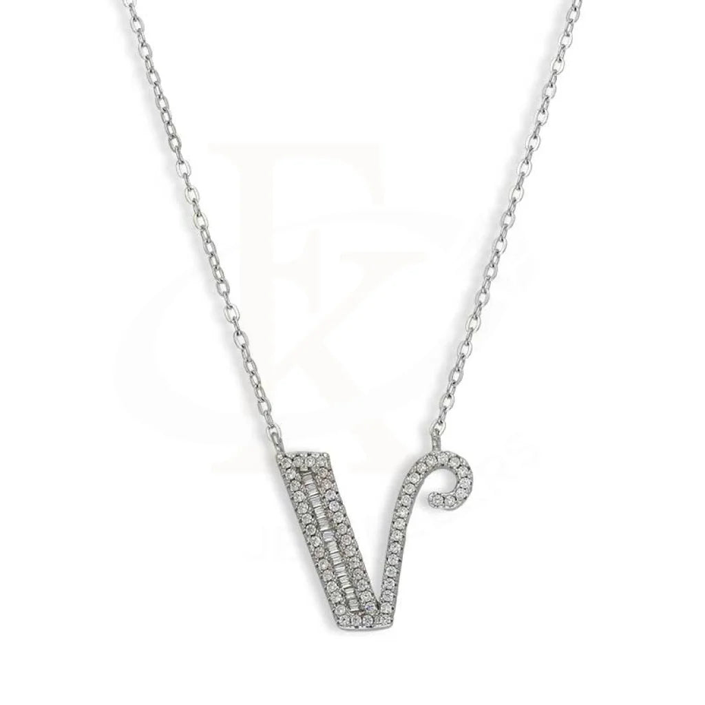 Sterling Silver 925 Alphabet Necklace - Fkjnklsl2946 V / 3.310 Grams Necklaces