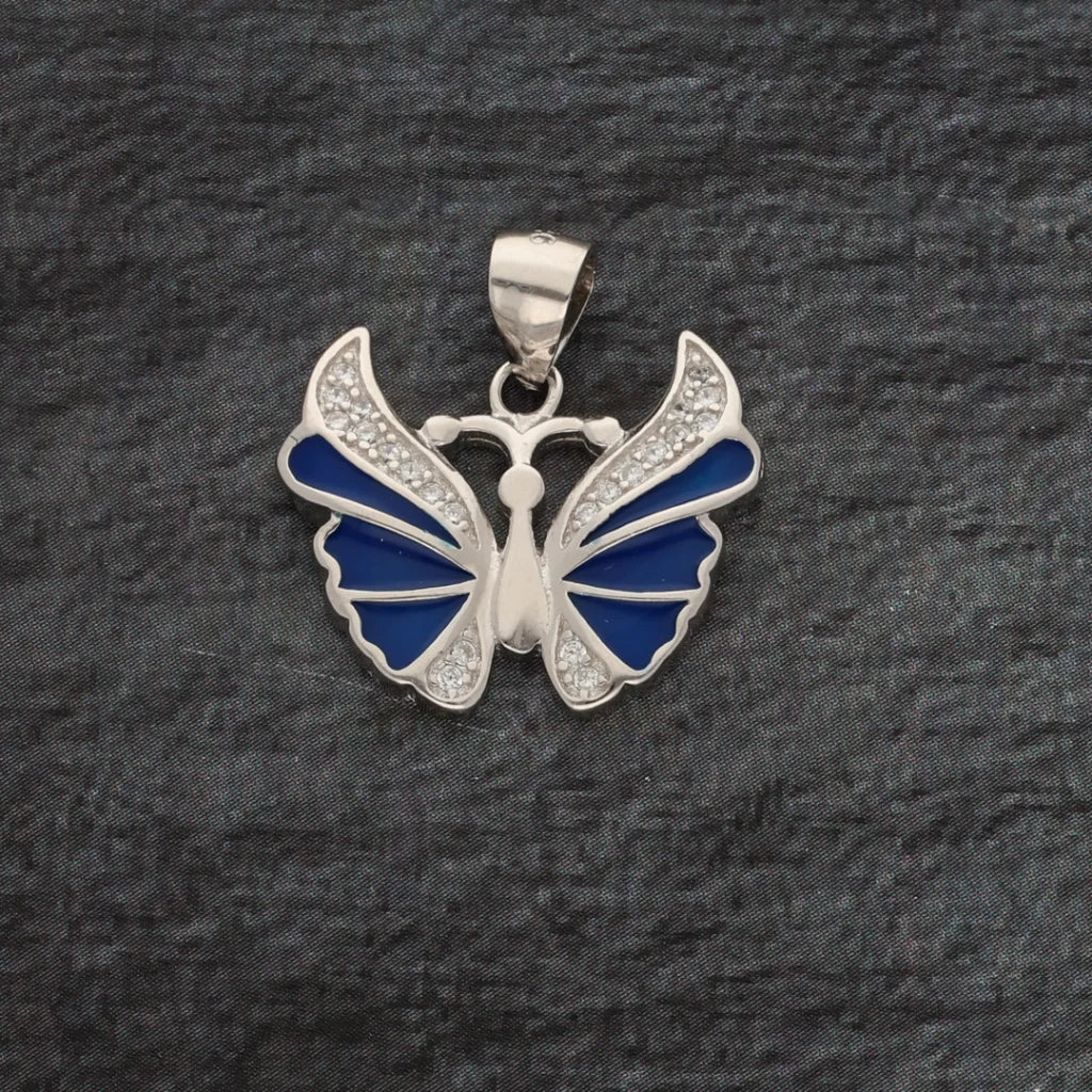 Sterling Silver 925 Antique Plated Enamel Butterfly Pendant - Fkjpndsl8602 Necklaces