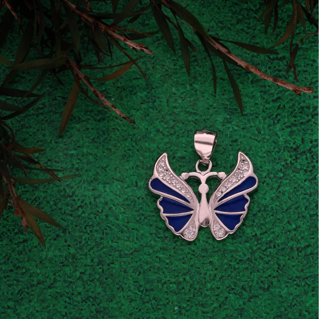 Sterling Silver 925 Antique Plated Enamel Butterfly Pendant - Fkjpndsl8602 Necklaces
