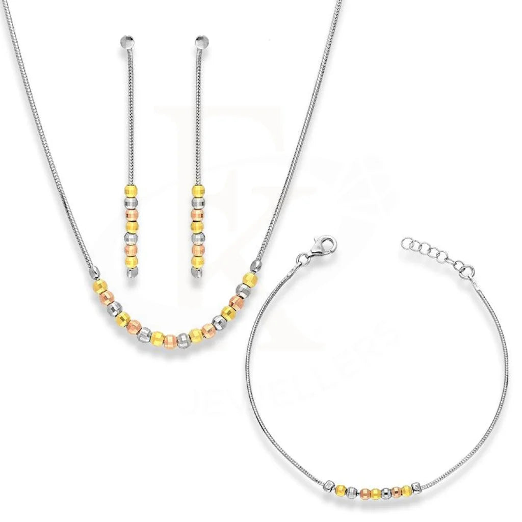 Italian Silver 925 Beads Pendant Set (Necklace Earrings And Bracelet) - Fkjnklstsl2342 Sets