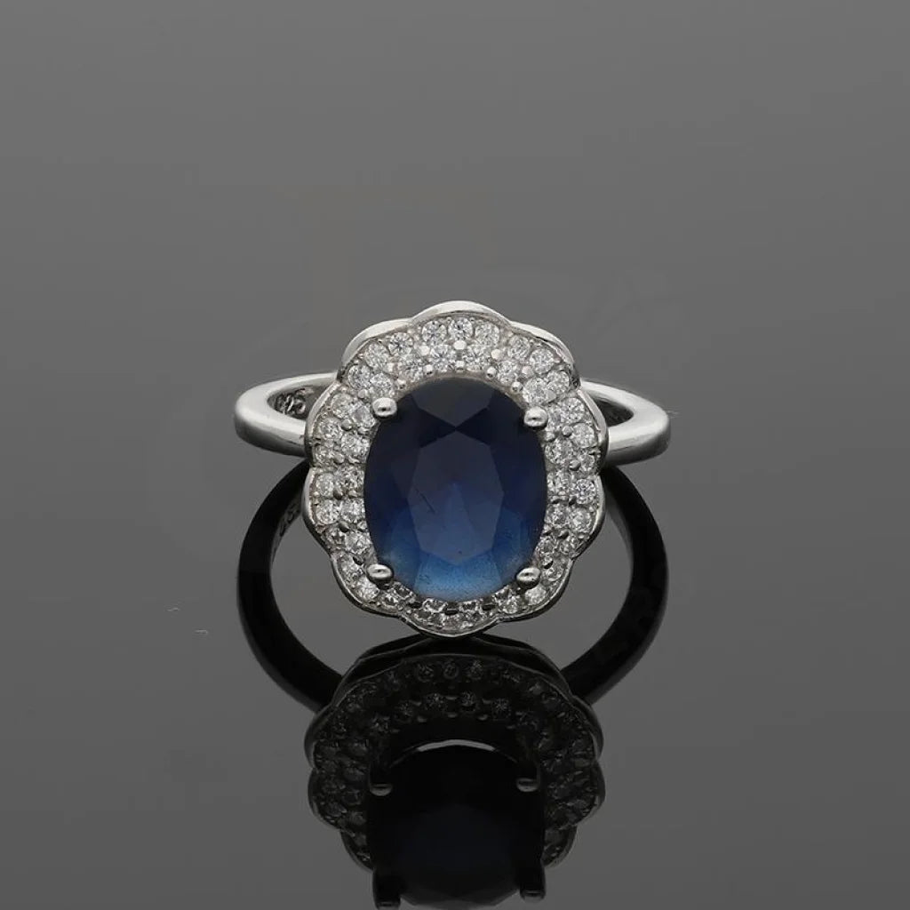 Italian Silver 925 Blue Oval Shaped Solitaire Ring - Fkjrnsl3502 Rings