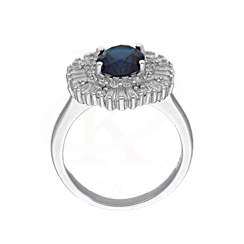 Italian Silver 925 Blue Oval Shaped Solitaire Ring - Fkjrnsl3510 Rings