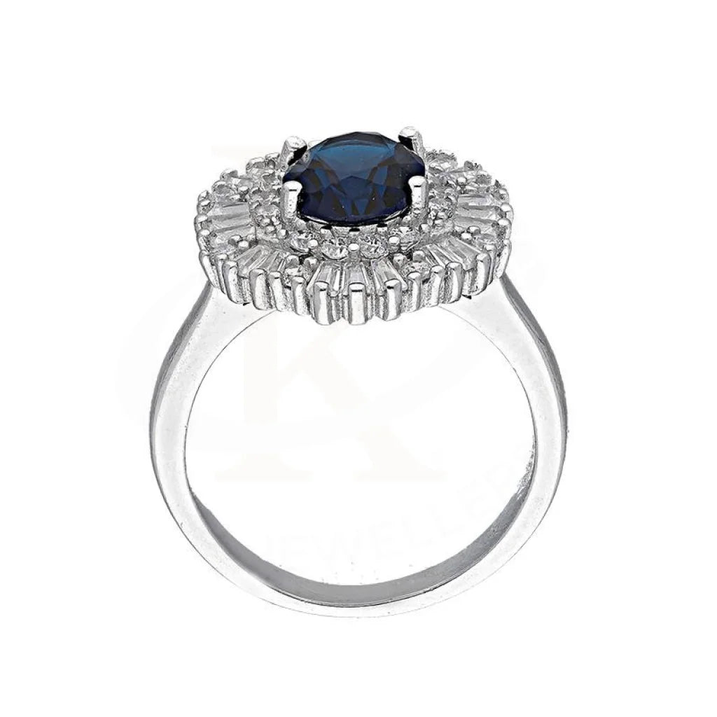 Italian Silver 925 Blue Oval Shaped Solitaire Ring - Fkjrnsl3510 Rings