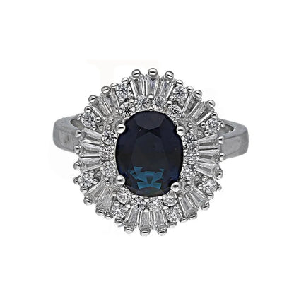 Italian Silver 925 Blue Oval Shaped Solitaire Ring - Fkjrnsl3510 Rings