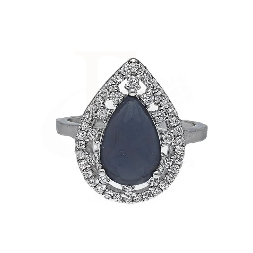 Italian Silver 925 Blue Pear Shaped Solitaire Ring - Fkjrnsl3506 Rings