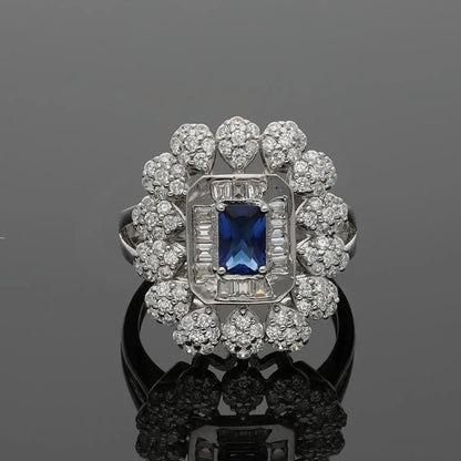 Italian Silver 925 Blue Solitaire Ring - Fkjrnsl3508 Rings