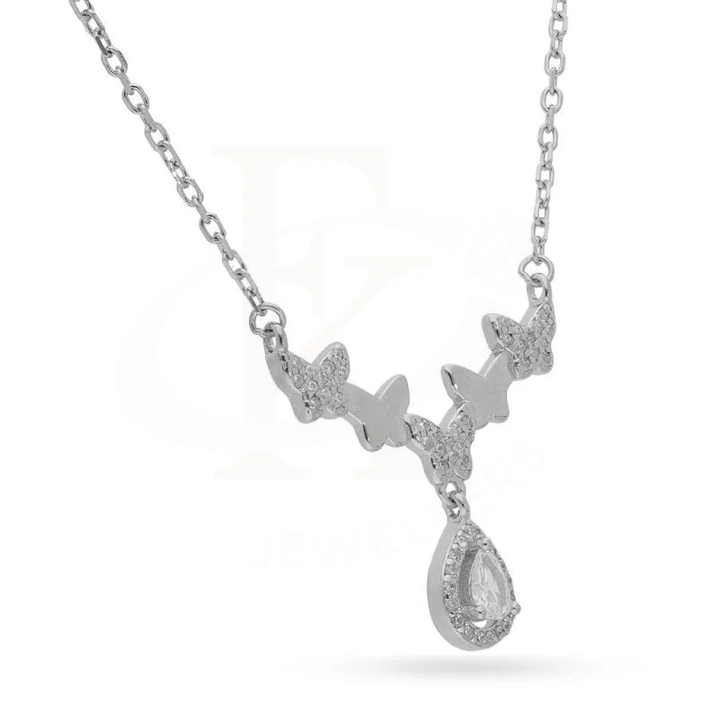 Italian Silver 925 Butterflies With Hanging Pear Necklace - Fkjnklsl2200 Necklaces