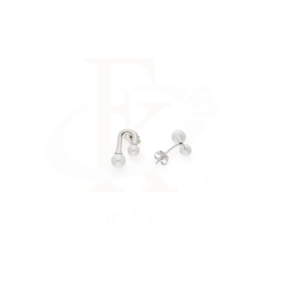 Sterling Silver 925 Classy Double Sided Pearl Drop Earrings - Fkjernsl8014