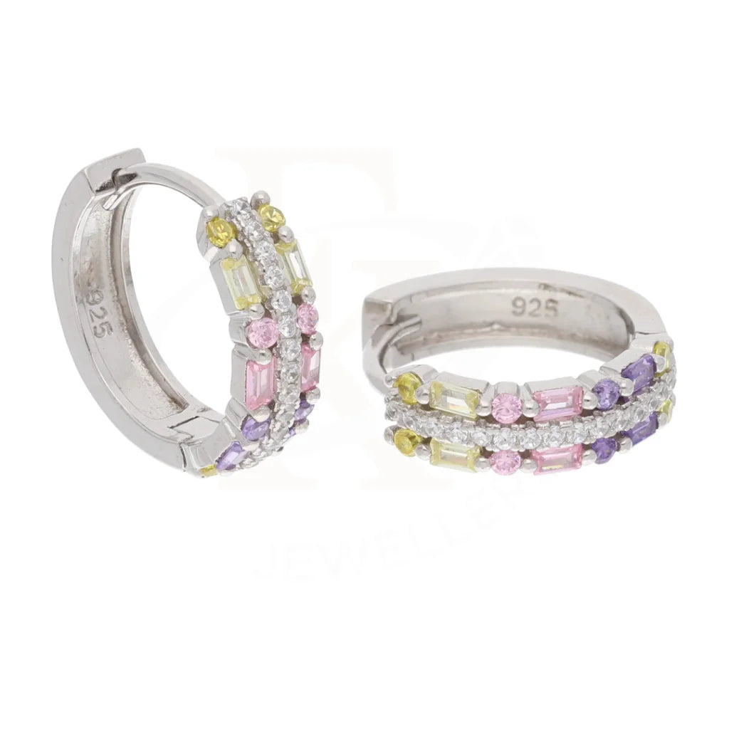 Sterling Silver 925 Colored Zirconium Hoop Earrings - Fkjernsl5879