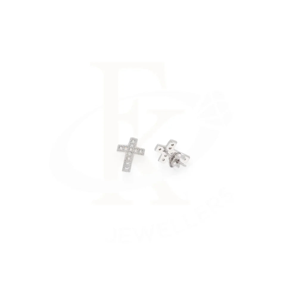 Sterling Silver 925 Cross Cubic Zirconia Earrings - Fkjernsl8032